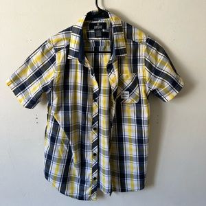 Yellow and Navy Blue Boys Button Up T-Shirt